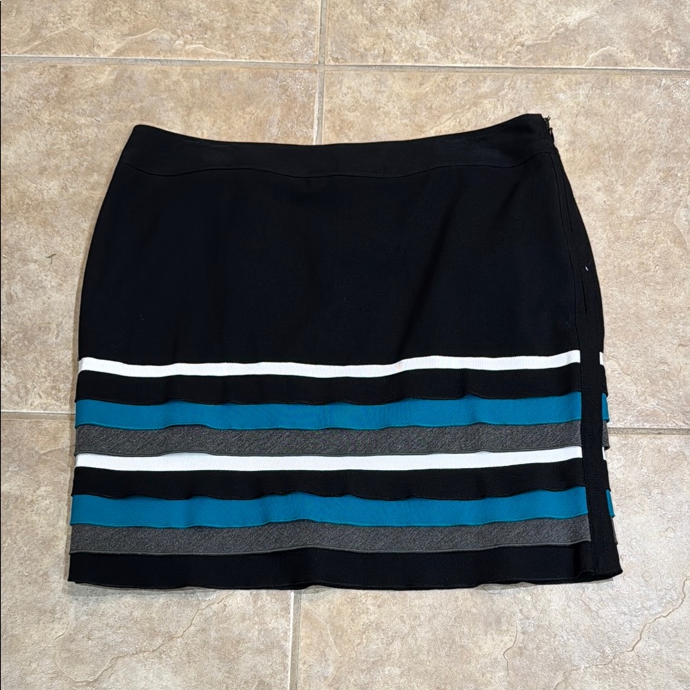 Stylish Black and Blue Striped Skirt by White House Black Market.  Size 12